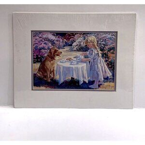 Corrine Hartley Two For Tea Art Little Girl And Dog No Frame